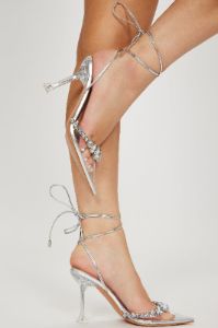 Made To Love Wrap Up Pumps - Silver sold by Fashion Nova