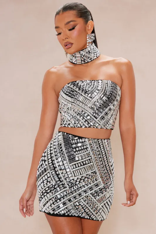 Kamaria Embellished Choker Top - Black sold by Fashion Nova