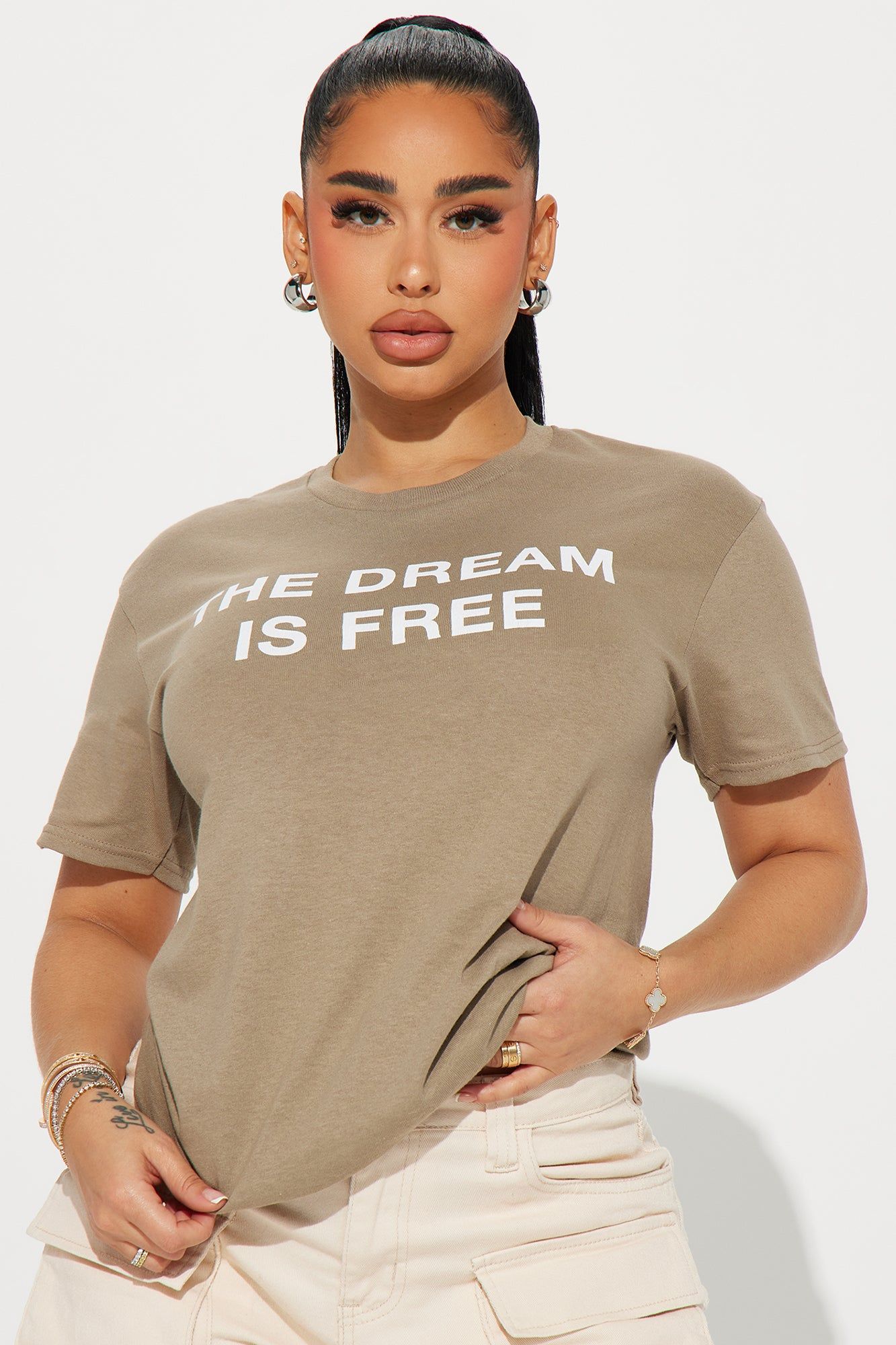 To Those Who Hustle Tee - Sand sold by Fashion Nova