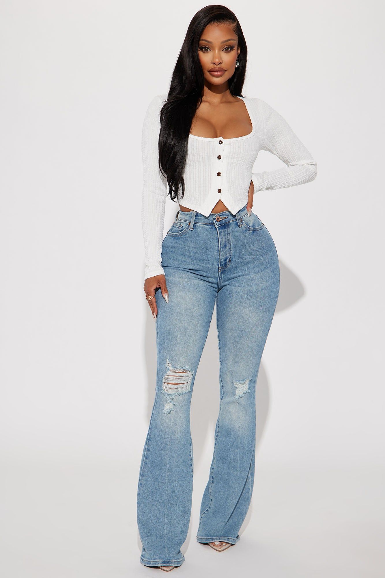 India Long Sleeve Crop Top - White sold by Fashion Nova product image thumbnail 2