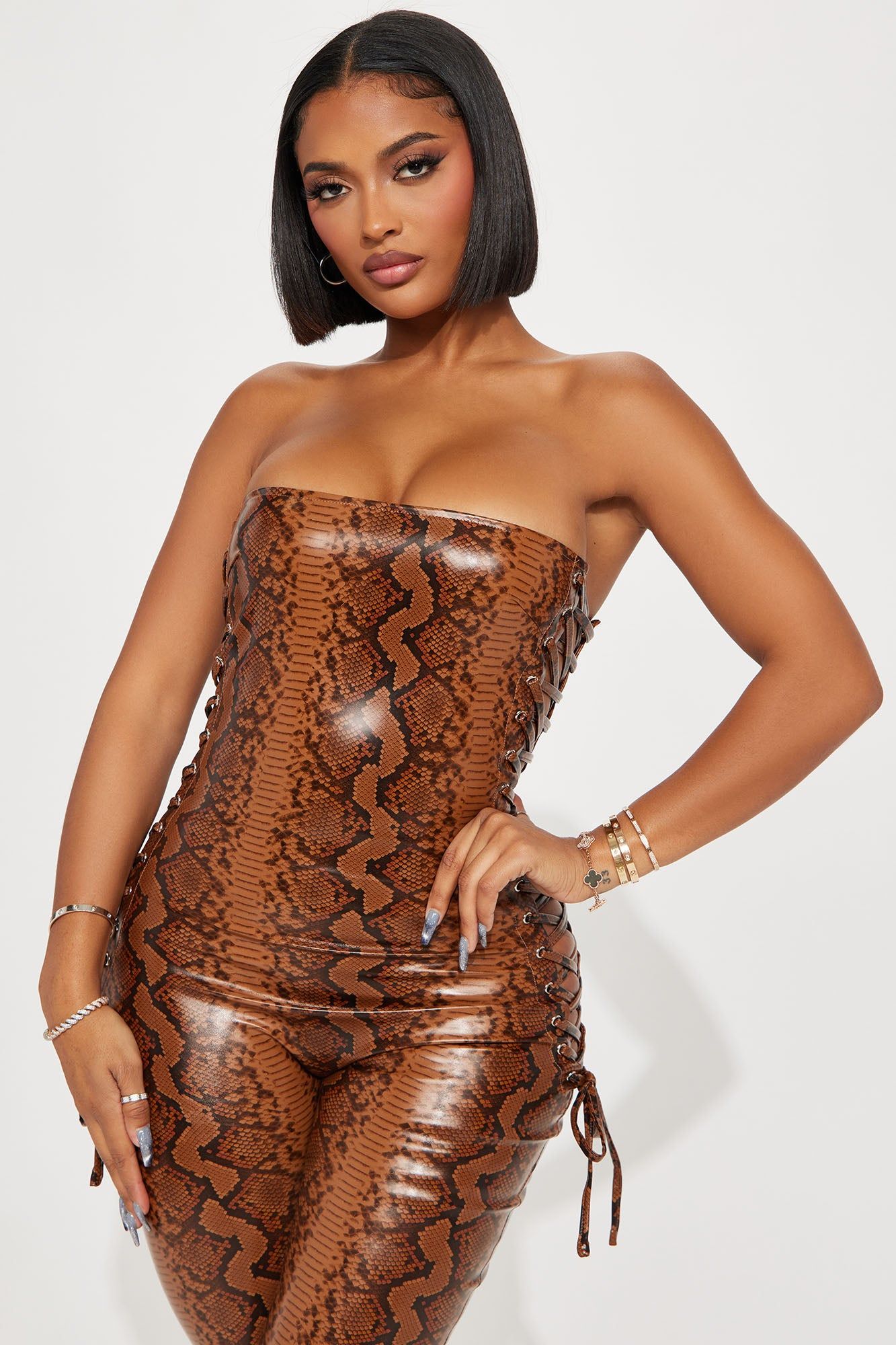 City Girl Faux Leather Jumpsuit - Brown sold by Fashion Nova product image thumbnail 2