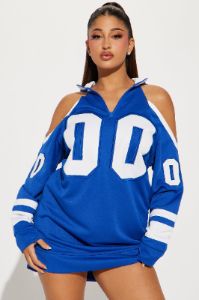 Game Changer Sweatshirt Dress - Royal sold by Fashion Nova