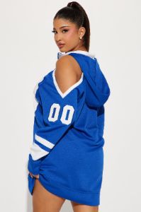 Game Changer Sweatshirt Dress - Royal sold by Fashion Nova