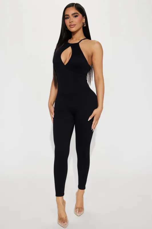 Taytum Seamless Jumpsuit - Black sold by Fashion Nova