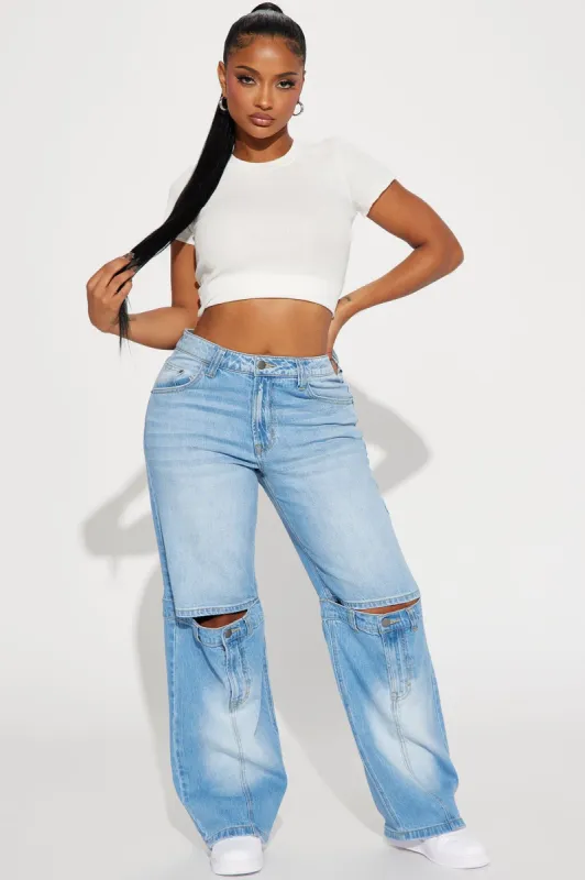 Lo And Behold Loose Straight Leg Jeans - Light Wash sold by Fashion Nova