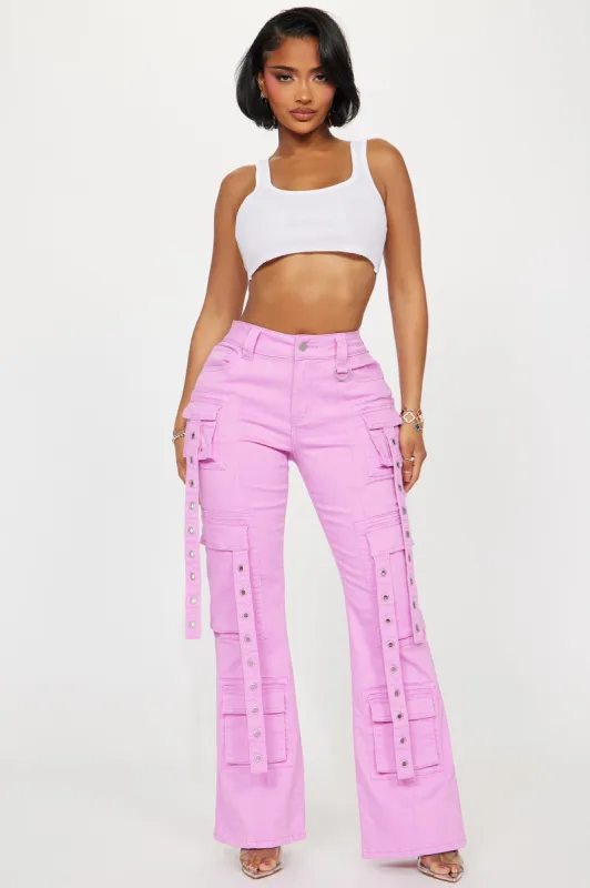 Your Best Shot Cargo Flare Pant - Pink sold by Fashion Nova