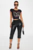 Meet Me Here Faux Leather Capri Pant - Black sold by Fashion Nova
