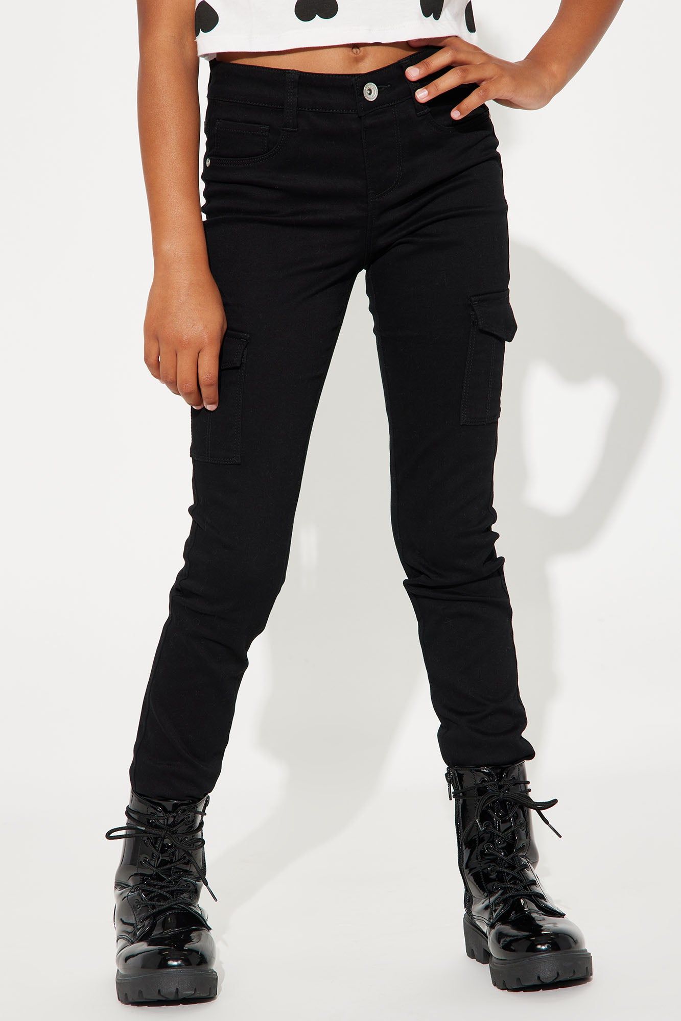 Mini Sateen Cargo Pocket Skinny Jeans - Black sold by Fashion Nova product image thumbnail 2