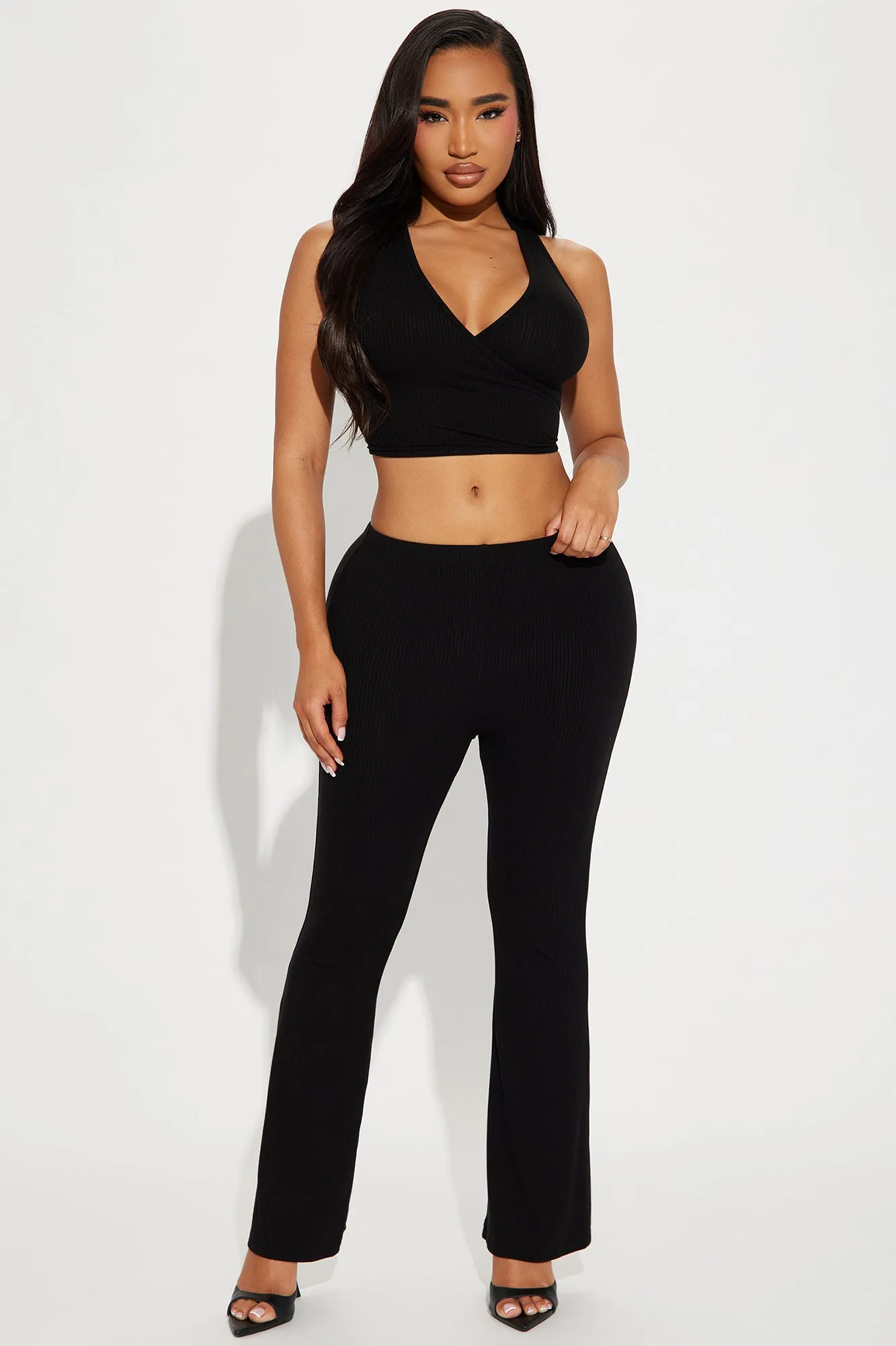 Petite Set In My Ways Pant Set - Black sold by Fashion Nova