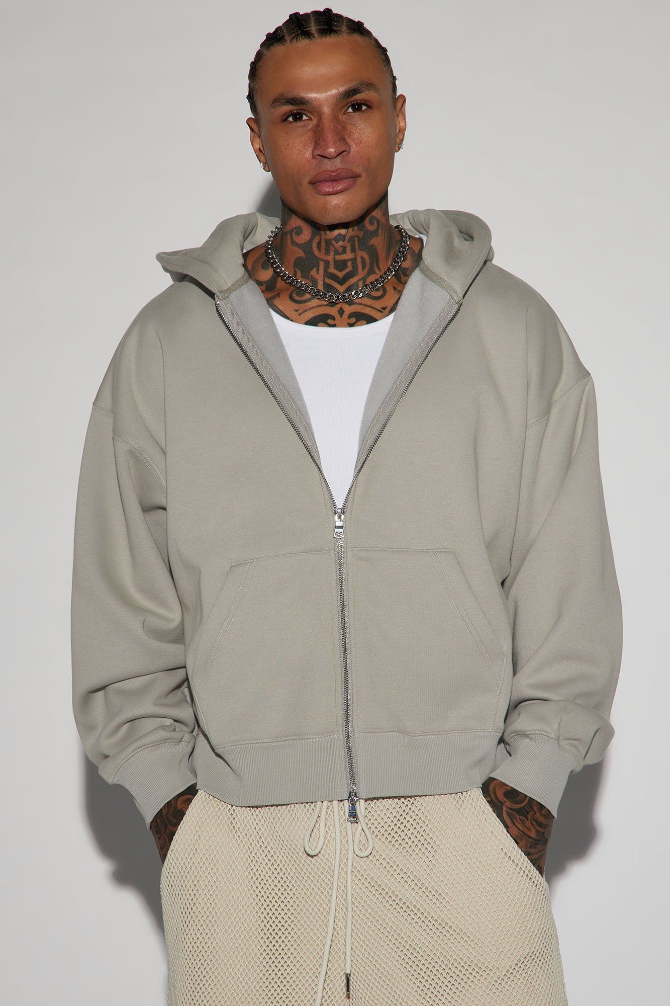 Tyson Heavyweight Zip Up - Grey sold by Fashion Nova