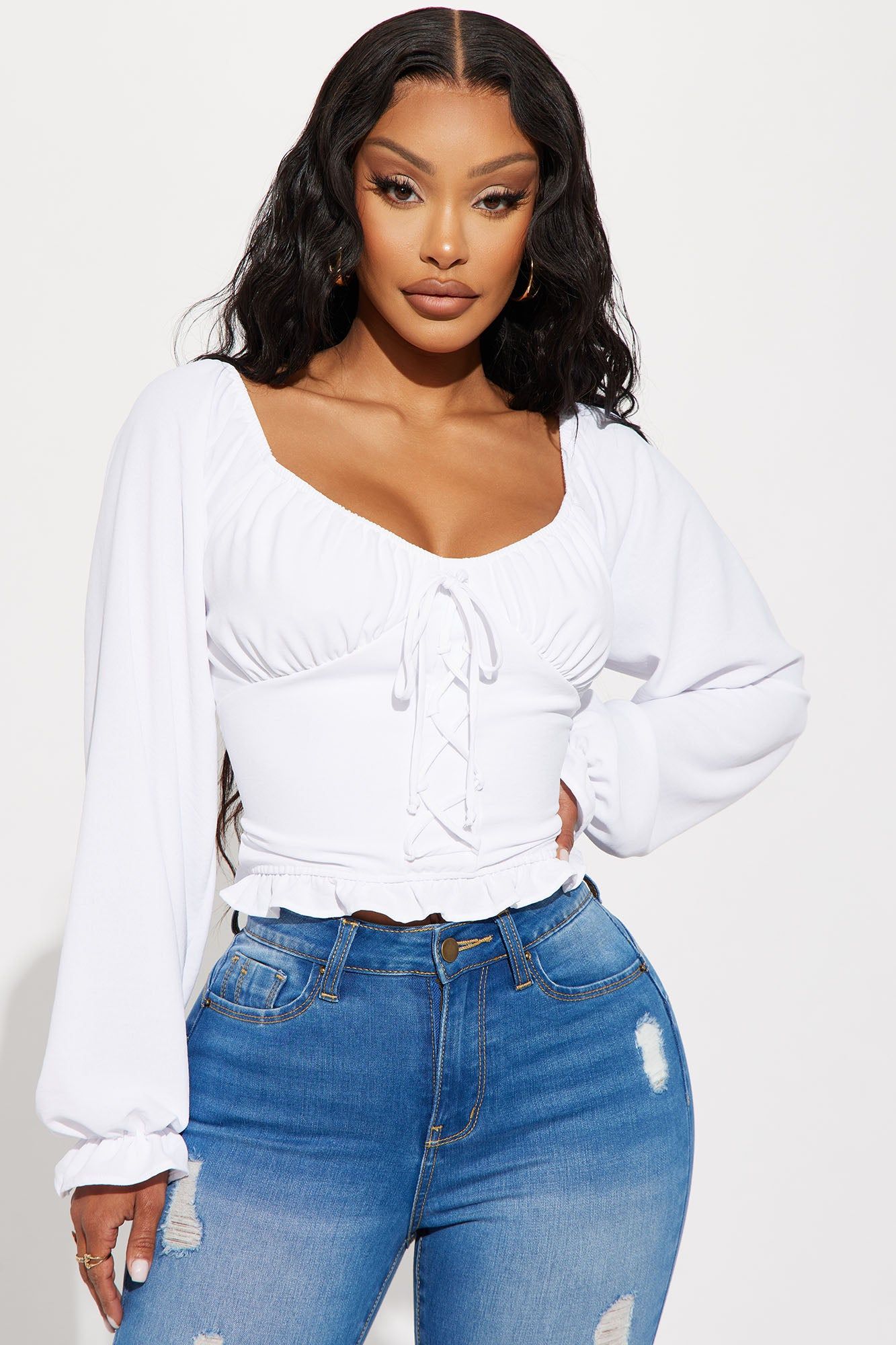 Katja Blouse Top - White sold by Fashion Nova