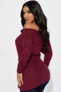 Simply Flawless Off Shoulder Top - Wine sold by Fashion Nova