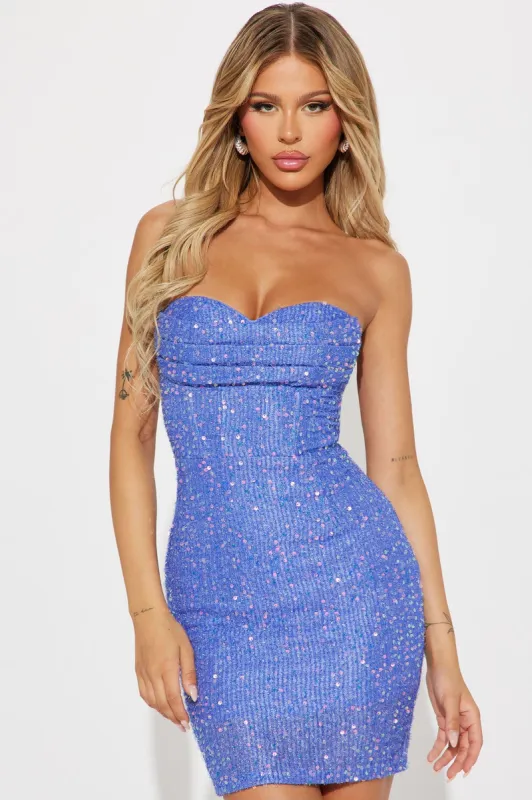 Slaying Sequin Mini Dress - Purple sold by Fashion Nova