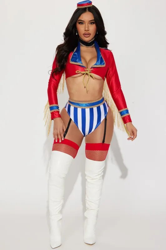 Showstopper Ringmaster 4 Piece Costume Set - Red/combo sold by Fashion Nova