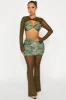 Elena Mesh Pant Set - Green/combo sold by Fashion Nova