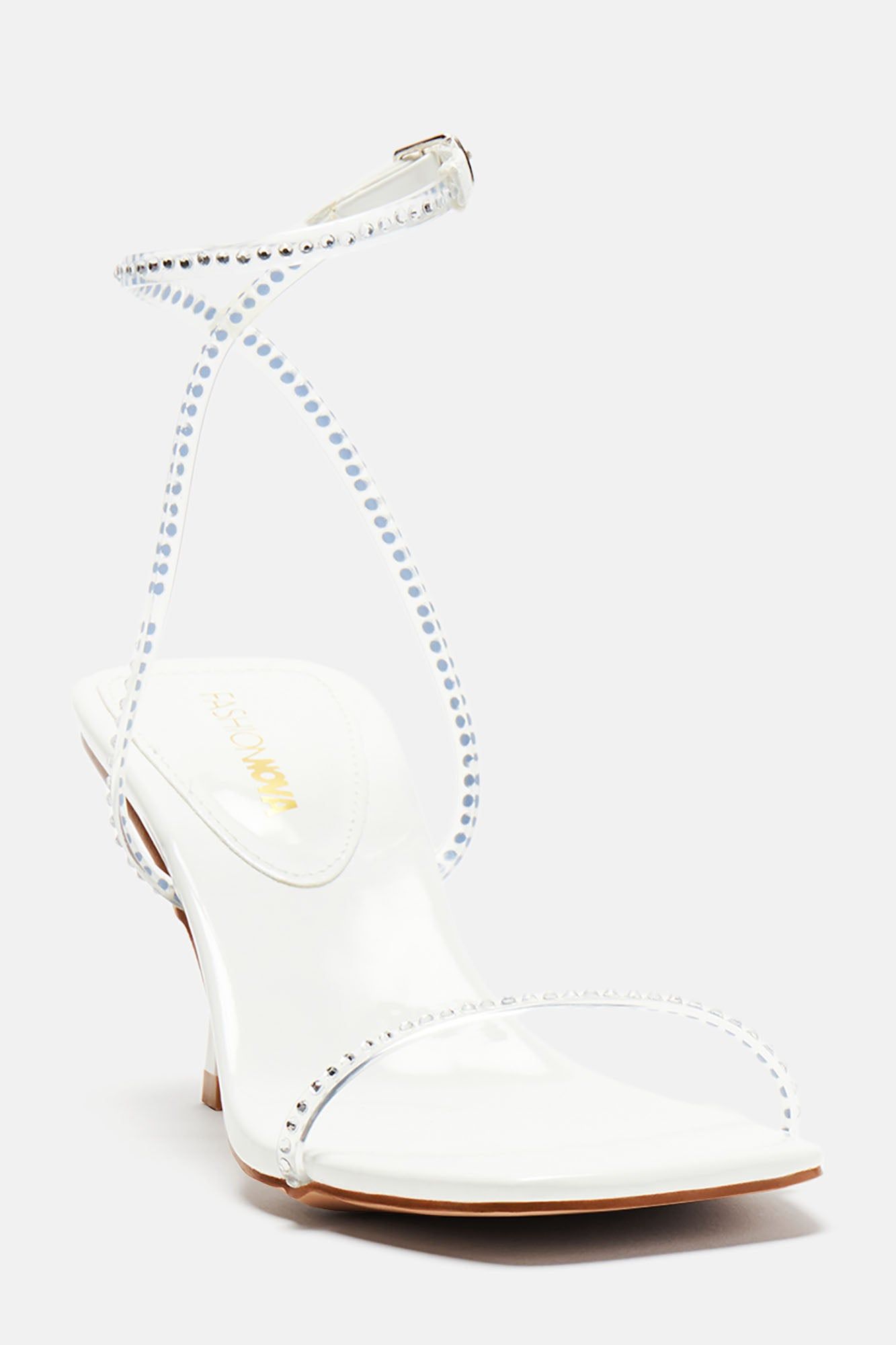 Don't Be One Sided Heeled Sandals - White sold by Fashion Nova