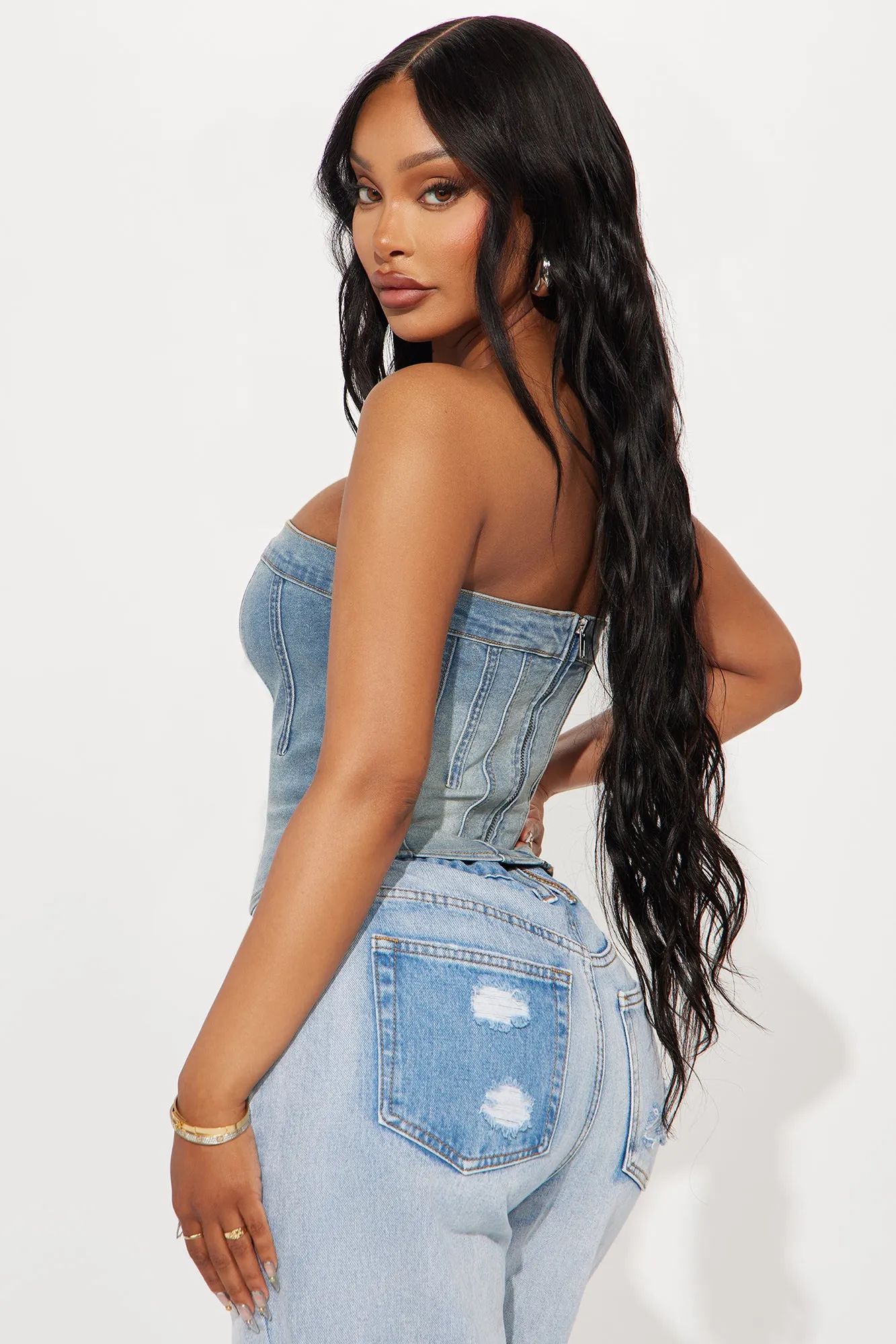 Around Town Denim Top - Light Wash sold by Fashion Nova product image thumbnail 3