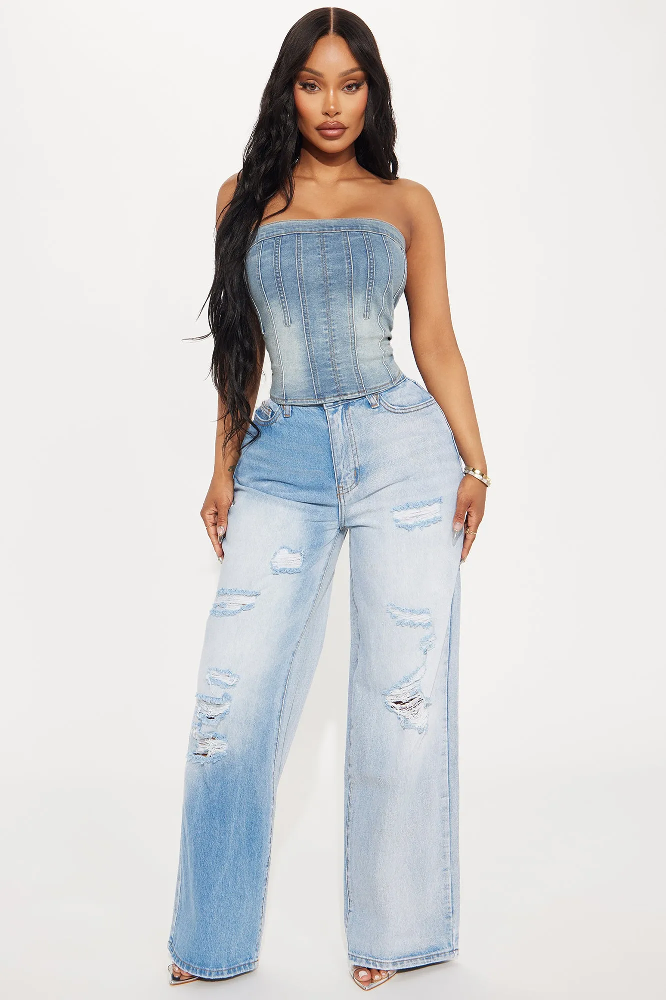 Around Town Denim Top - Light Wash sold by Fashion Nova product image thumbnail 2