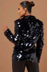 Gianna Payette Sequin Blazer - Black sold by Fashion Nova