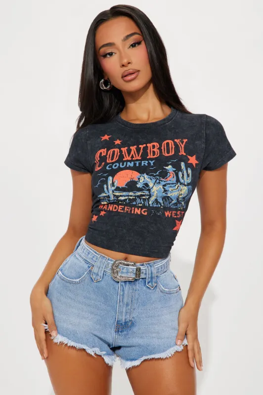 Cowboy Country Washed Fitted Tee - Black Wash sold by Fashion Nova