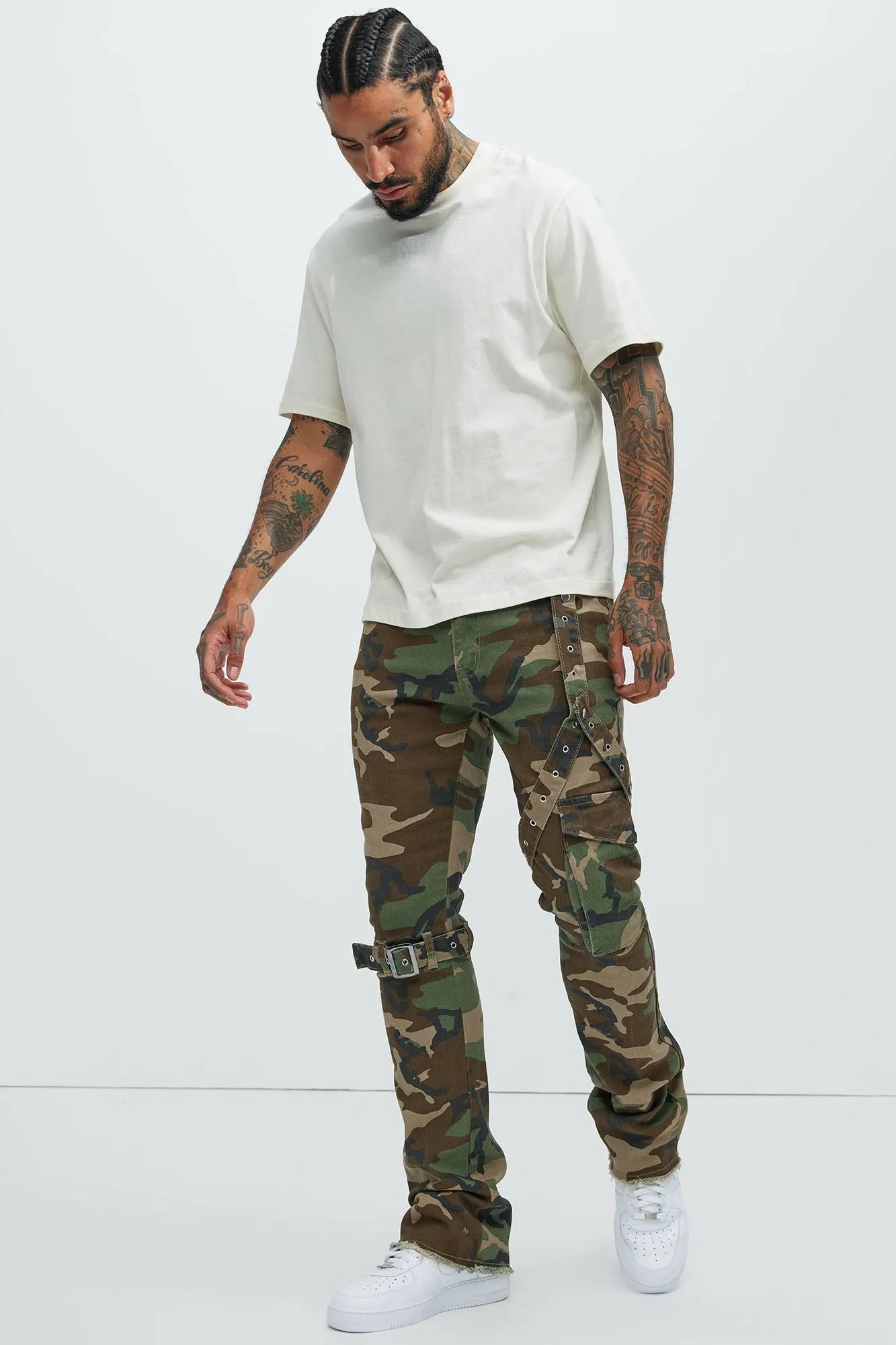 With The Straps Camo Stacked Skinny Flare Pants - Camouflage sold by Fashion Nova product image thumbnail 2