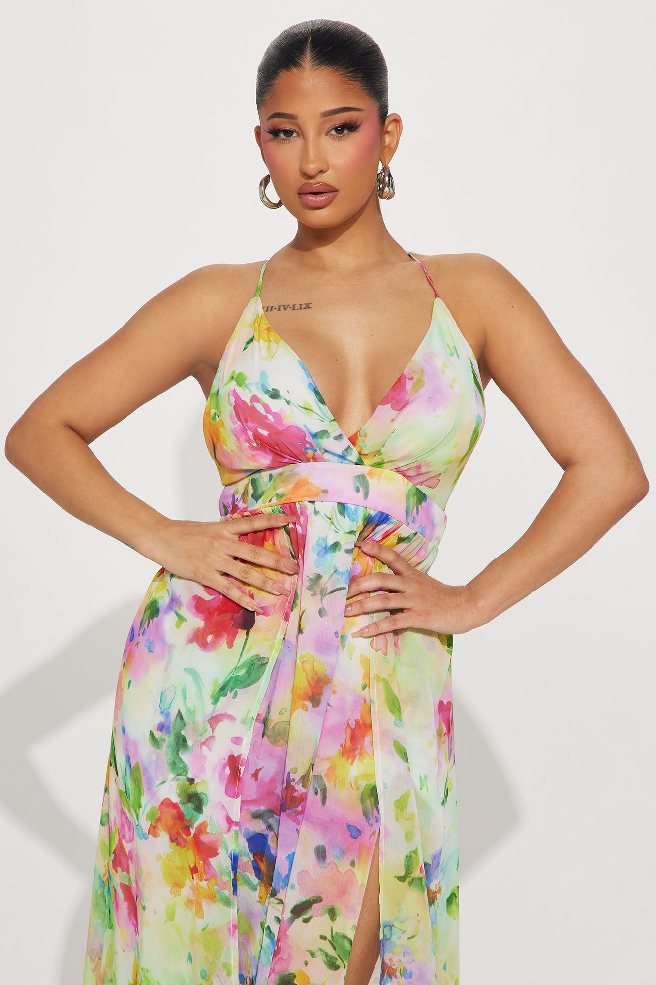 Macie Chiffon Maxi Dress - Ivory/combo sold by Fashion Nova product image thumbnail 2