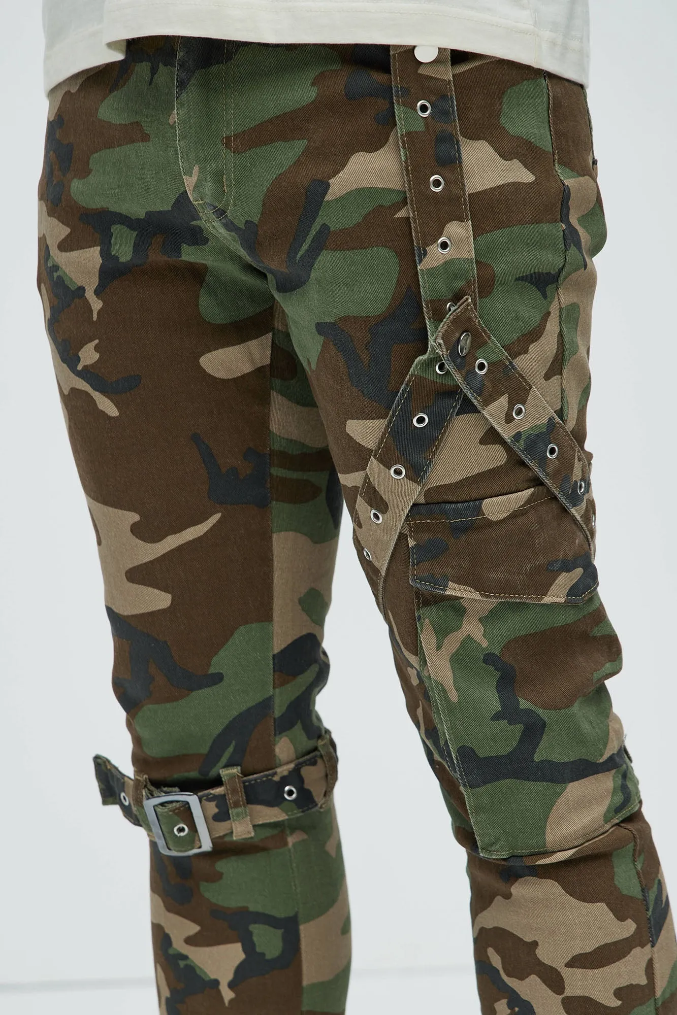 With The Straps Camo Stacked Skinny Flare Pants - Camouflage sold by Fashion Nova product image thumbnail 5