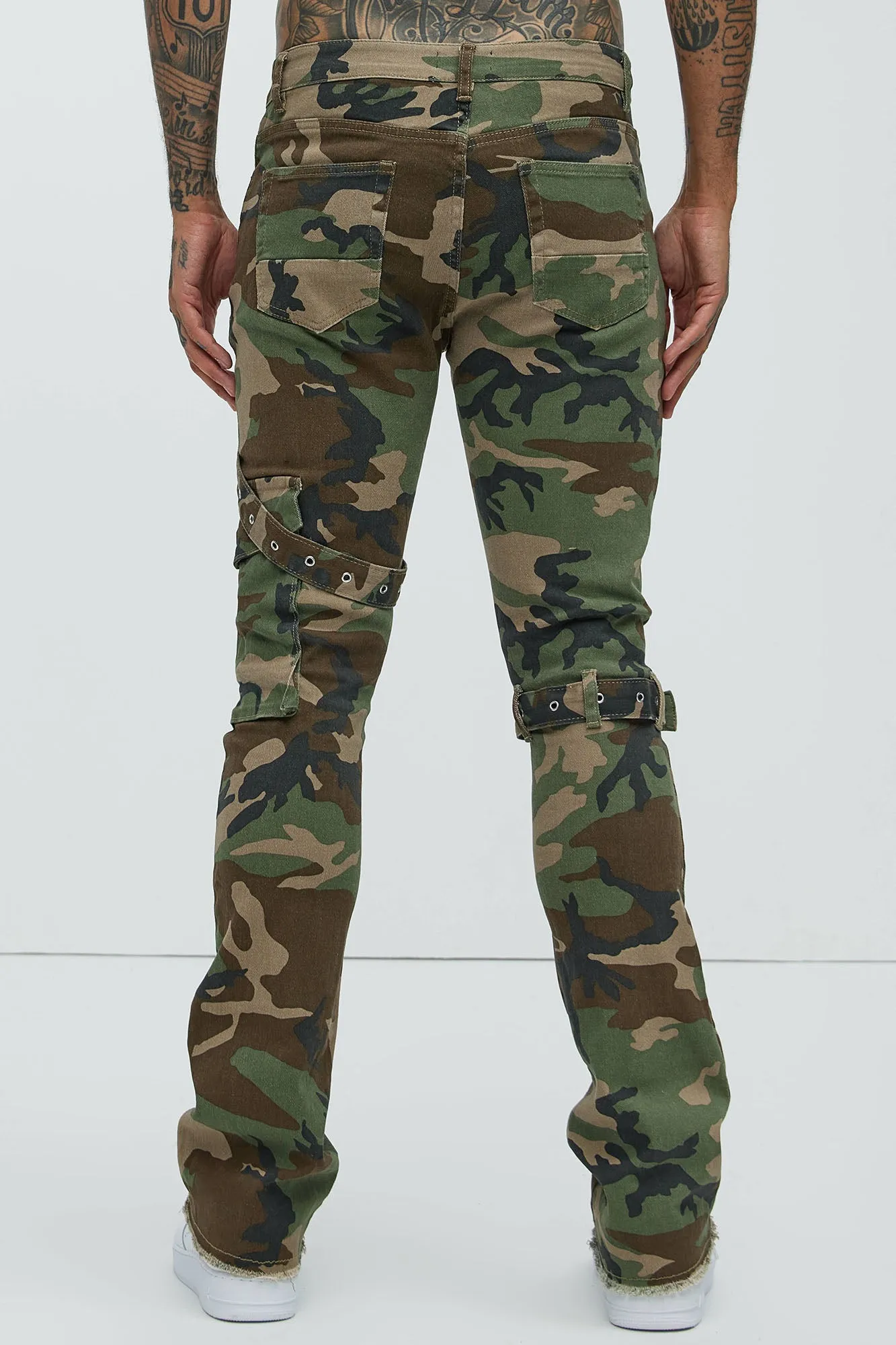 With The Straps Camo Stacked Skinny Flare Pants - Camouflage sold by Fashion Nova product image thumbnail 4
