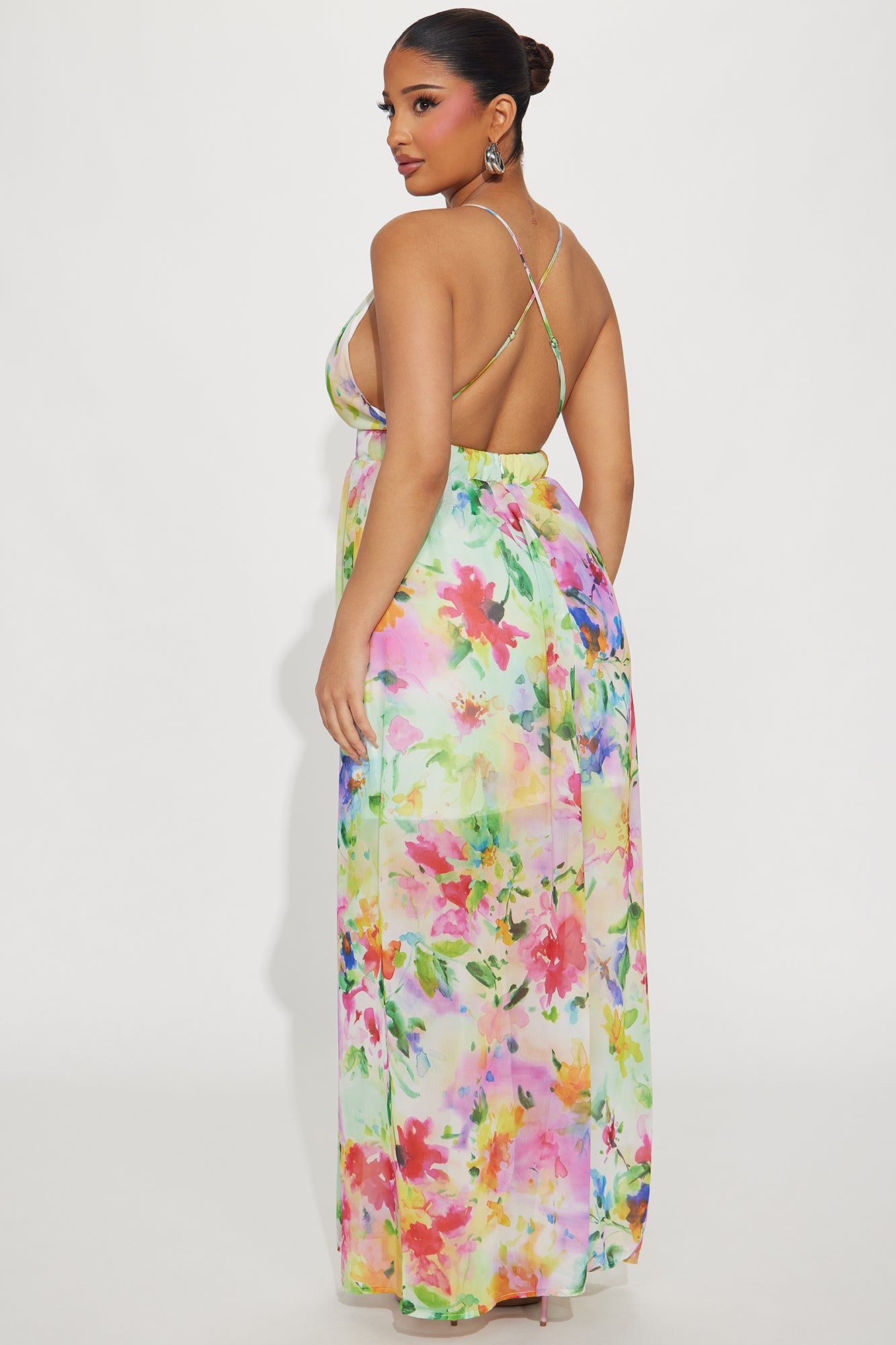 Macie Chiffon Maxi Dress - Ivory/combo sold by Fashion Nova product image thumbnail 3