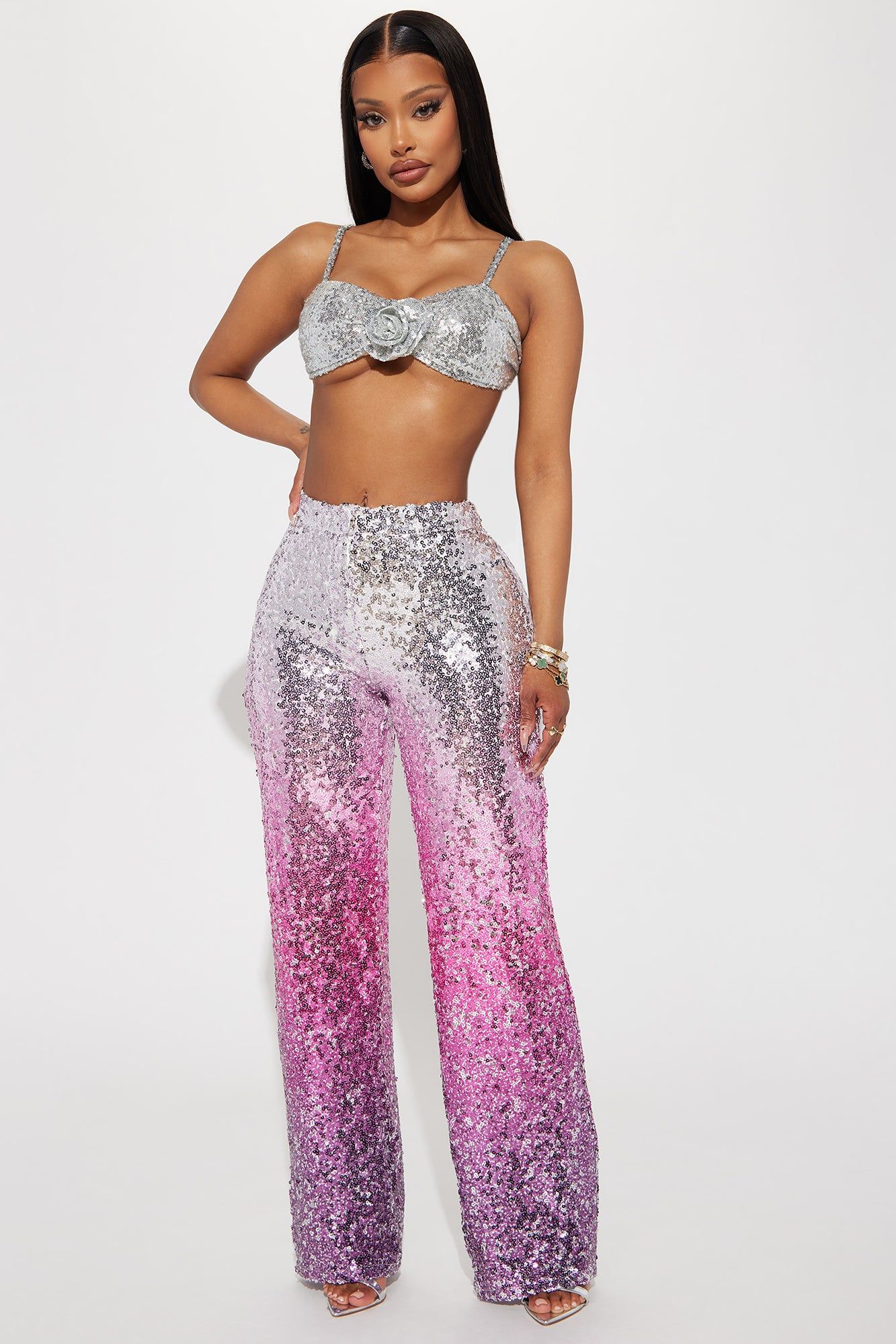 On The Town Sequin Bra Top - Silver sold by Fashion Nova product image thumbnail 2