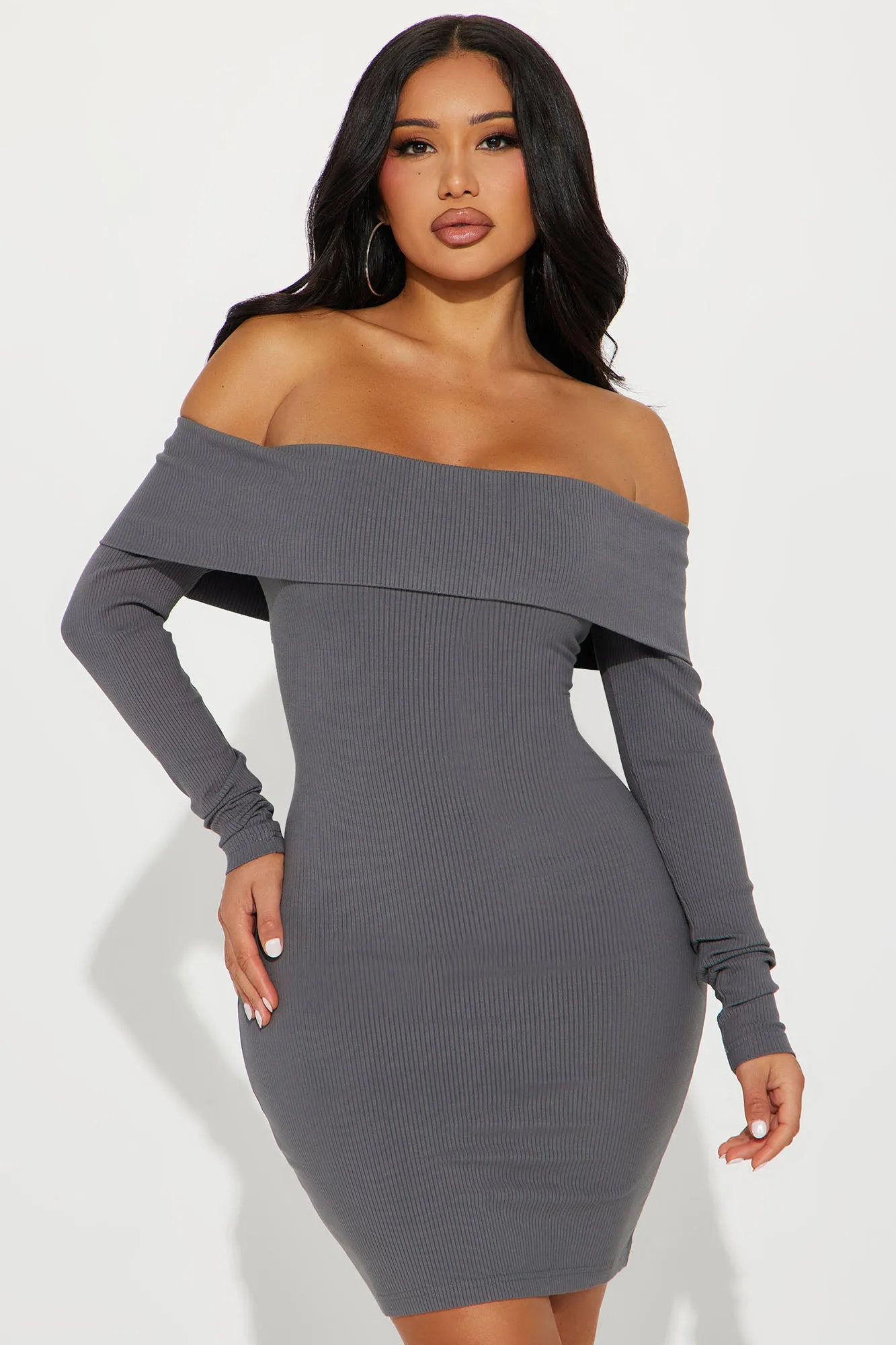 Modern Muse Long Sleeve Mini Dress - Charcoal sold by Fashion Nova product image thumbnail 2