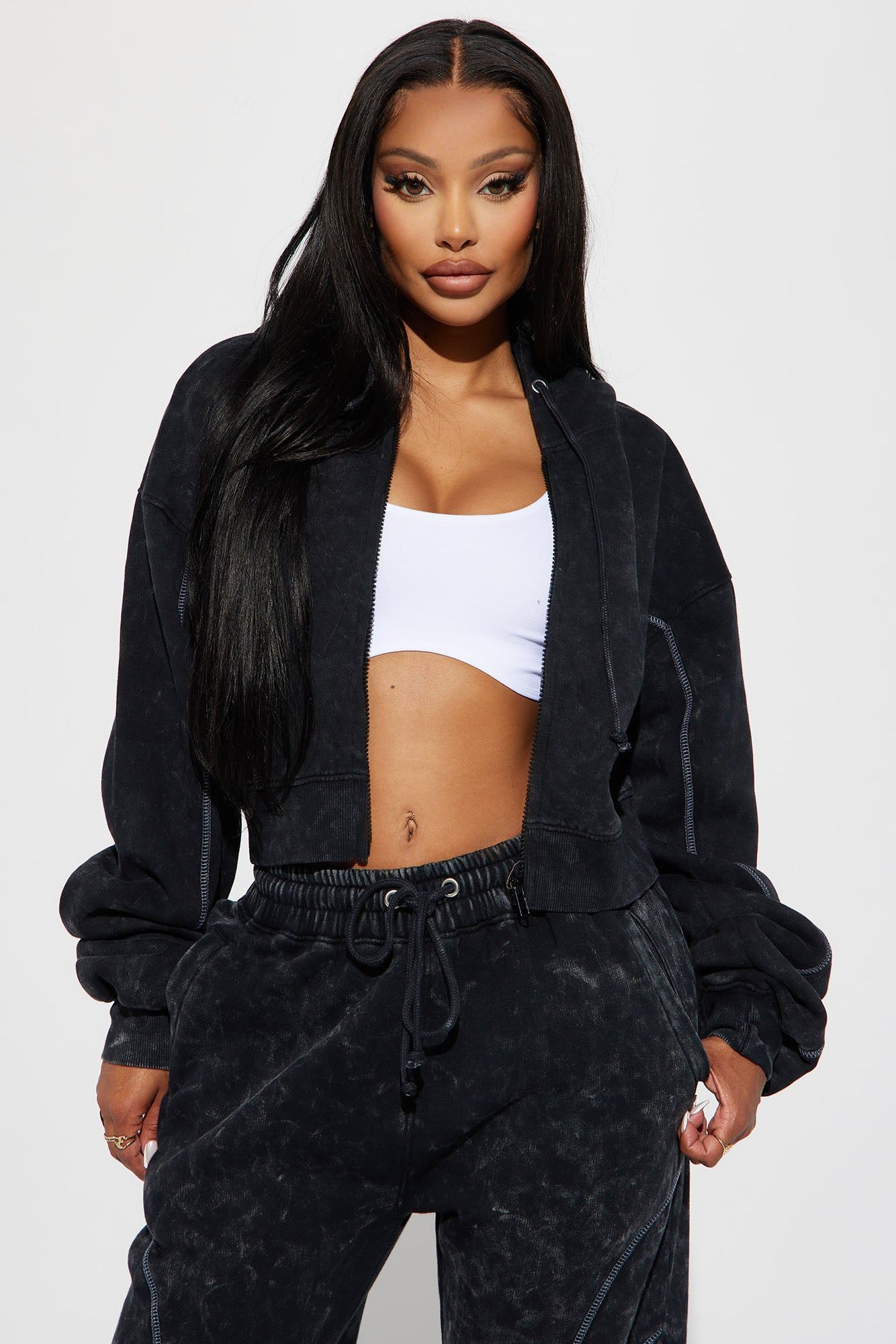 Norah Washed Lounge Hoodie - Black sold by Fashion Nova