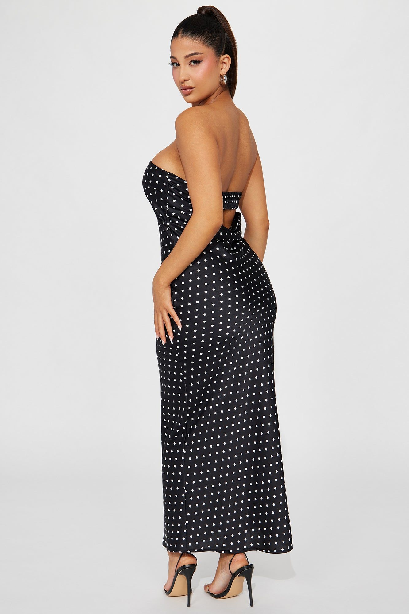 Adeline Satin Maxi Dress - Black/White sold by Fashion Nova product image thumbnail 3
