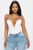 Adriana Deep Plunge Corset Top - White sold by Fashion Nova