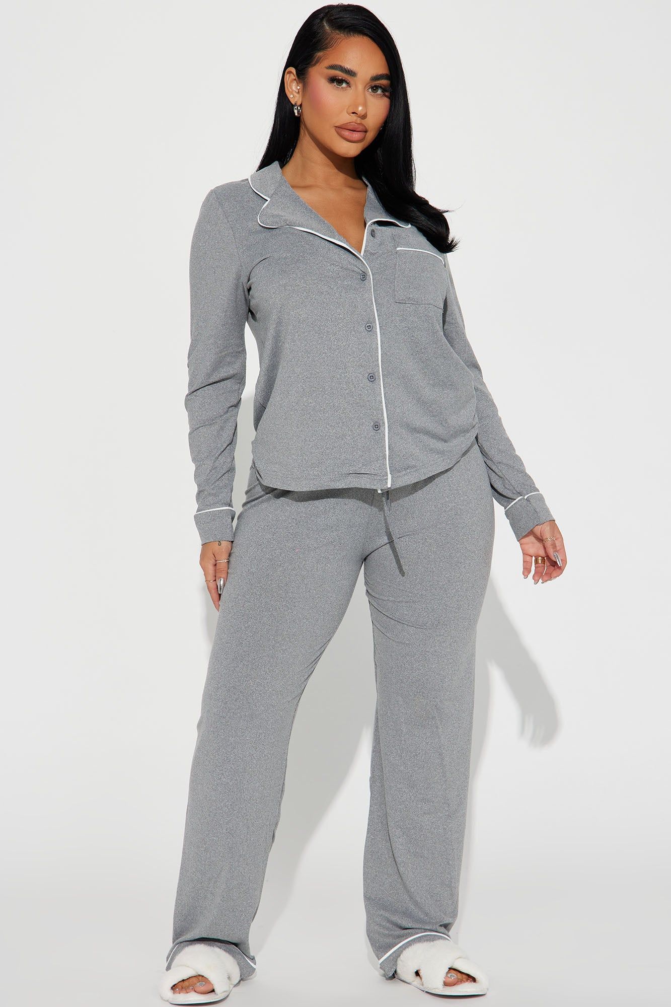 In The Morning PJ Pant Set - Heather Grey sold by Fashion Nova