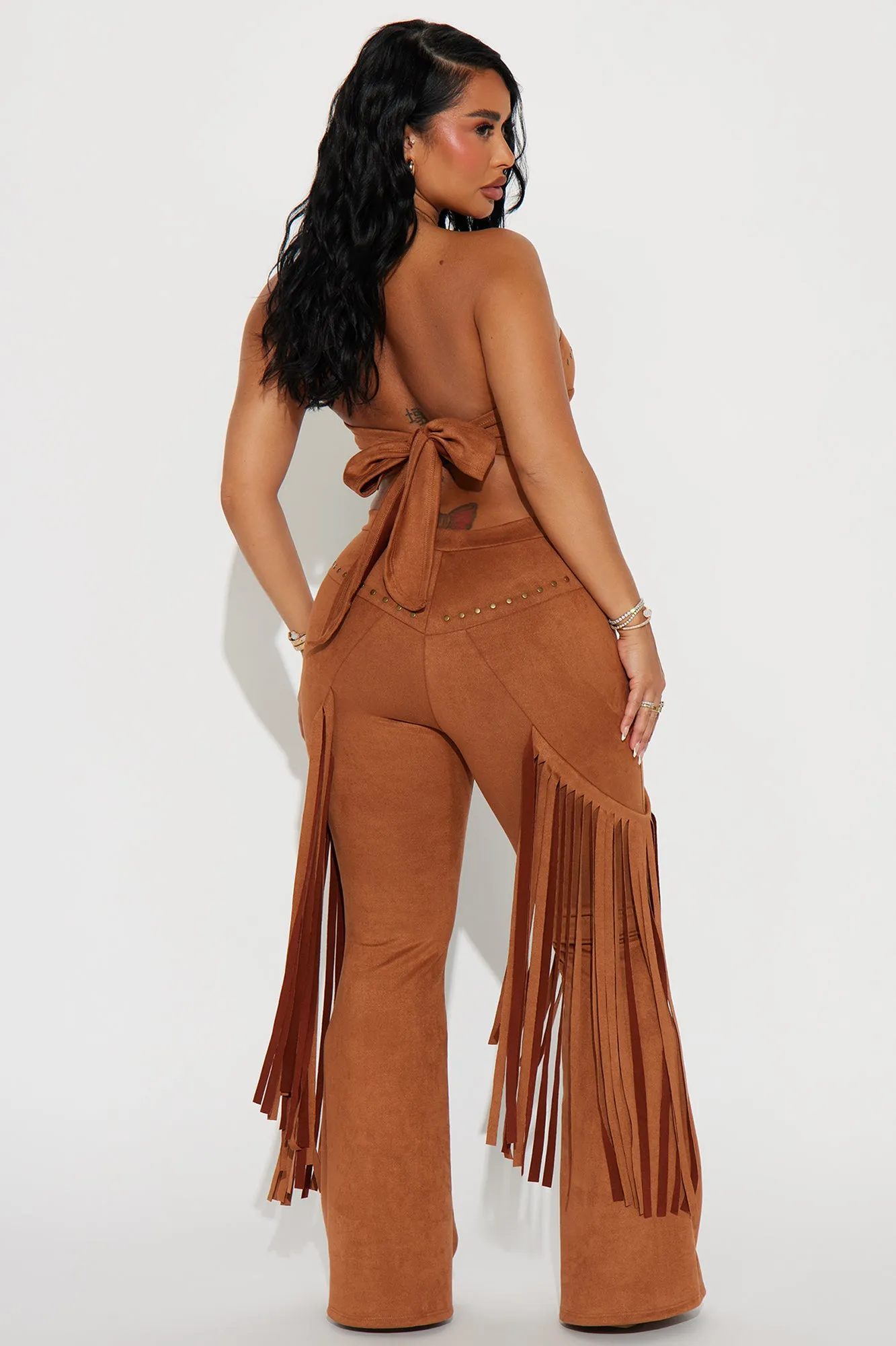 Jolene Faux Suede Fringe Pant Set - Camel sold by Fashion Nova product image thumbnail 3