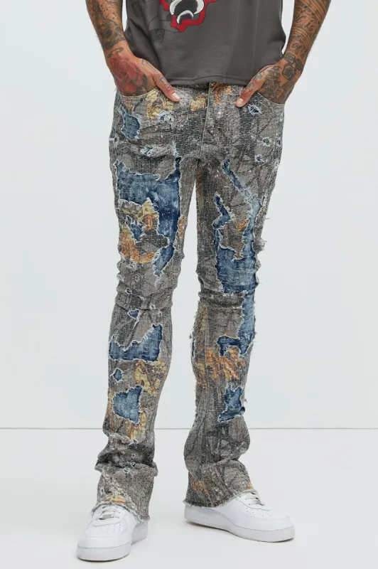 Never Still Real Tree Skinny Flared Pants - Grey/combo sold by Fashion Nova