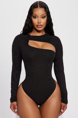 Back Again Cut Out Bodysuit - Black sold by Fashion Nova