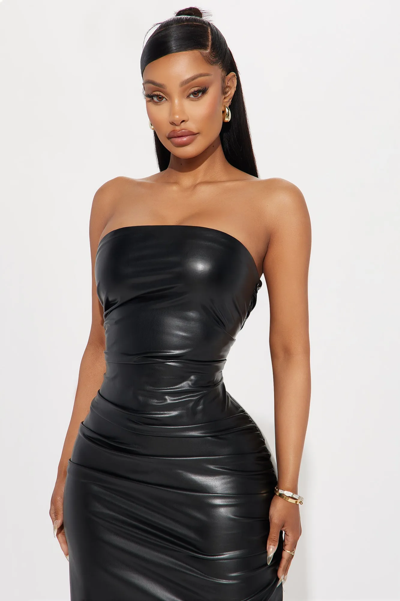 Midnight Baddie Leather Maxi Dress - Black sold by Fashion Nova product image thumbnail 2