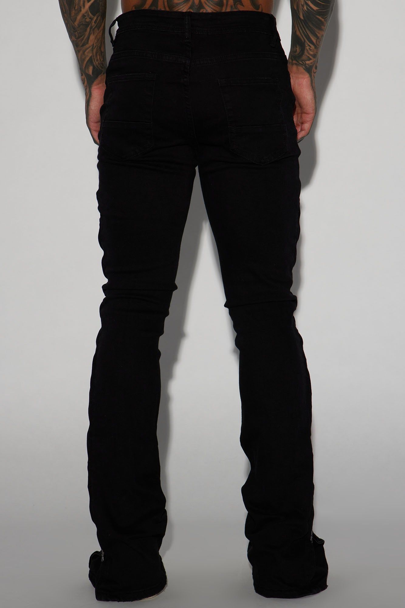 Zip All The Way Stacked Skinny Flare Jeans - Black sold by Fashion Nova product image thumbnail 6