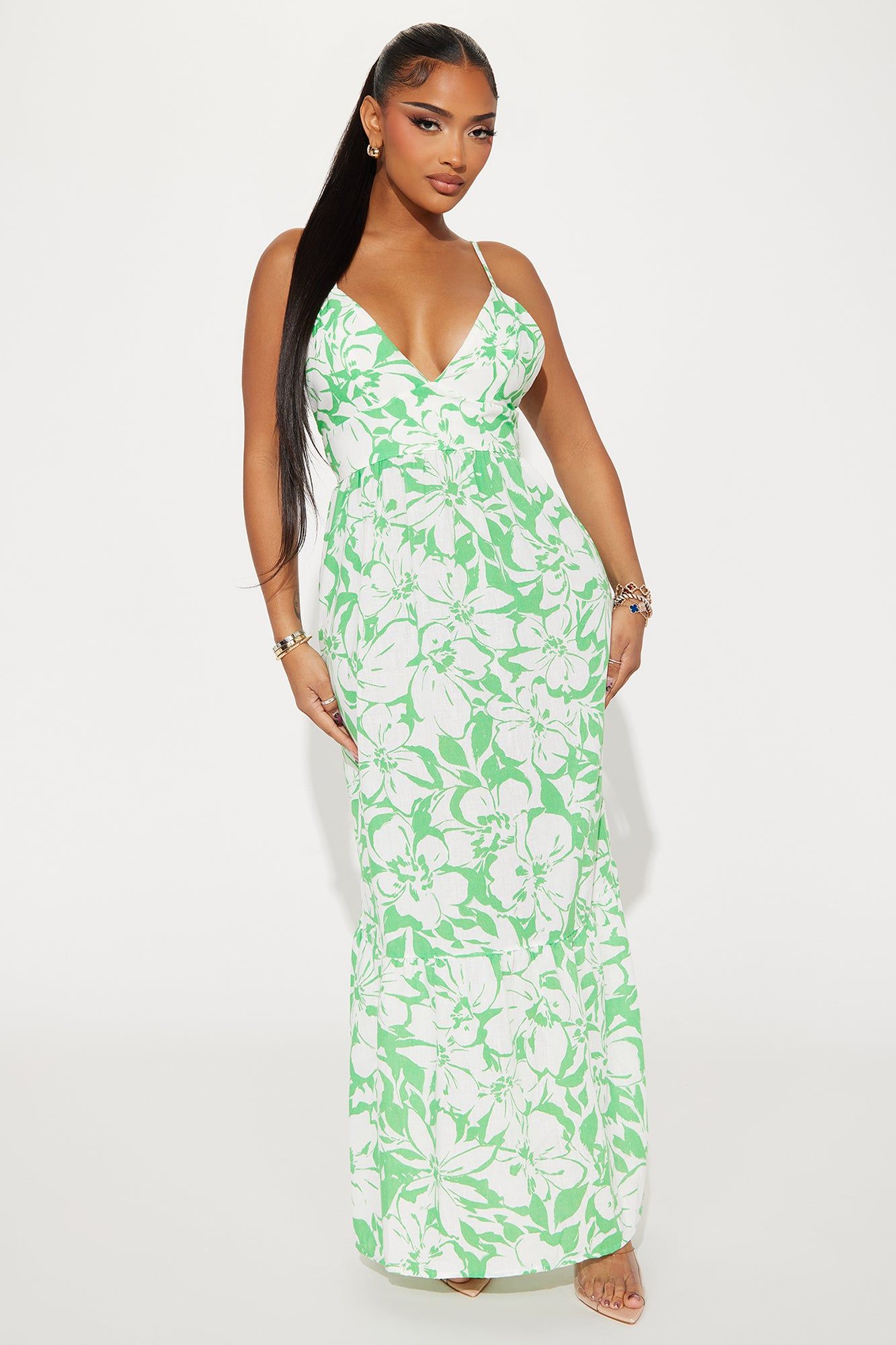 Paradise Linen Maxi Dress - Green sold by Fashion Nova