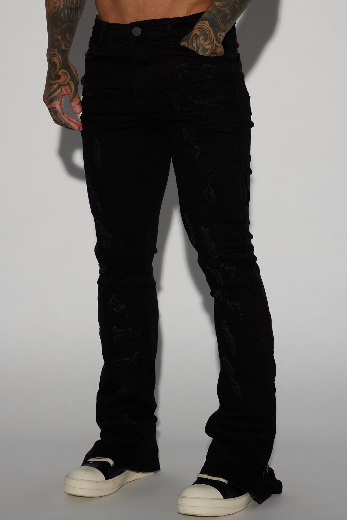 Zip All The Way Stacked Skinny Flare Jeans - Black sold by Fashion Nova product image thumbnail 5