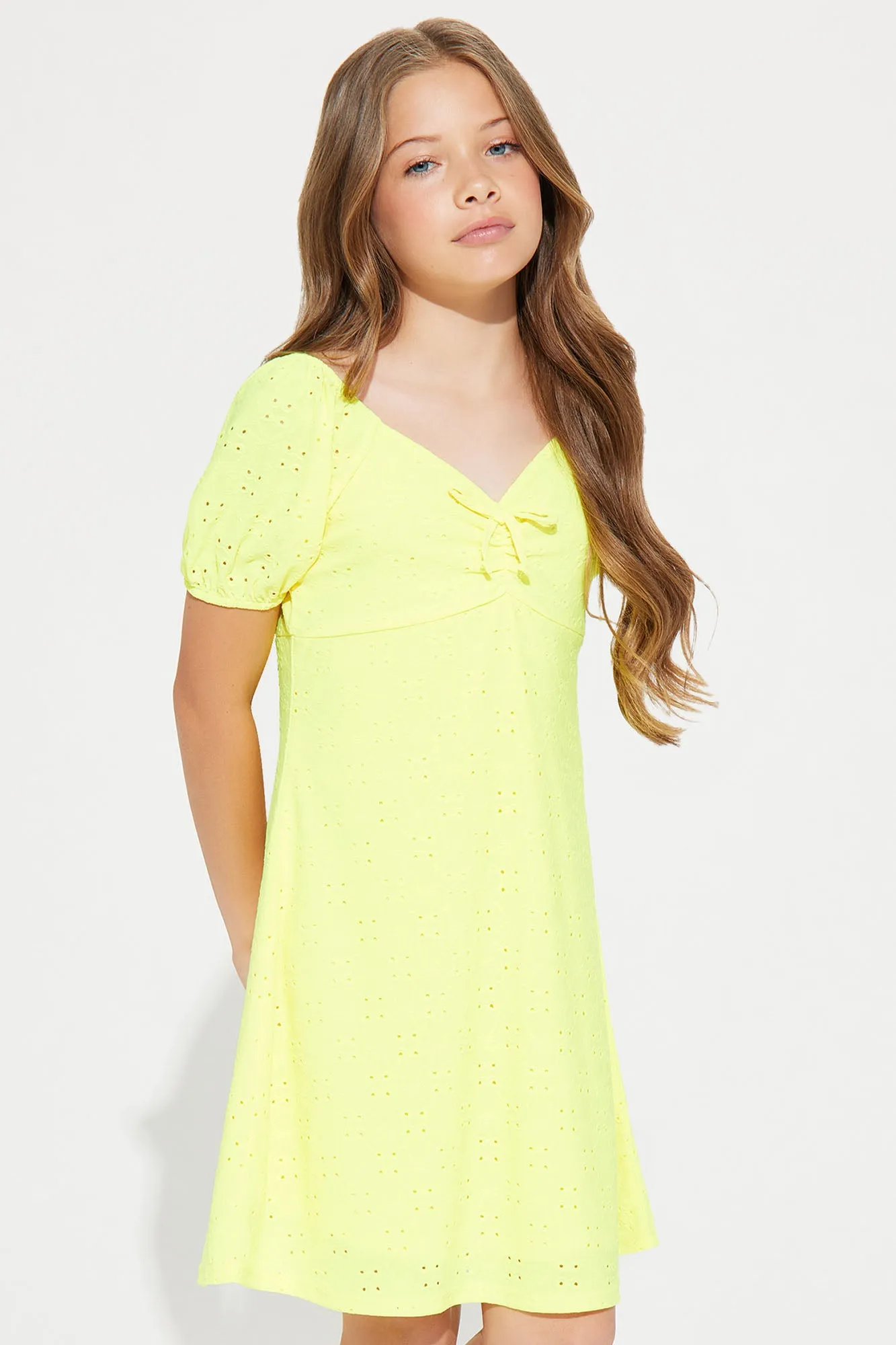 Mini Miss Dainty Eyelet Dress - Yellow sold by Fashion Nova product image thumbnail 2