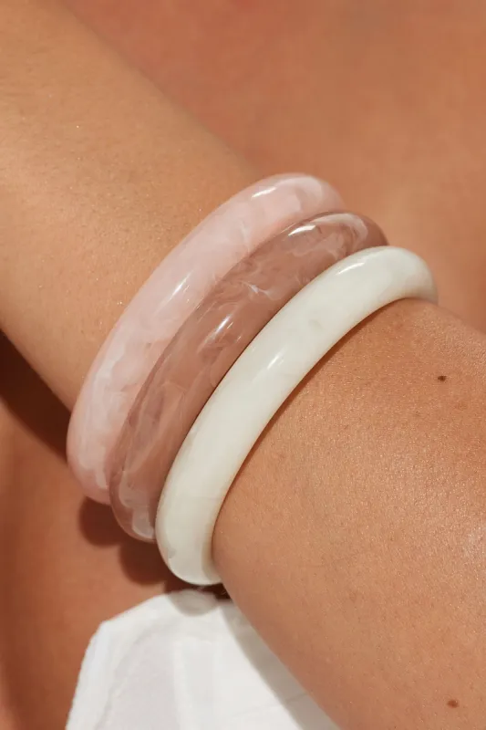 Tropical Resort 3 Piece Bracelet Set - Nude/combo sold by Fashion Nova