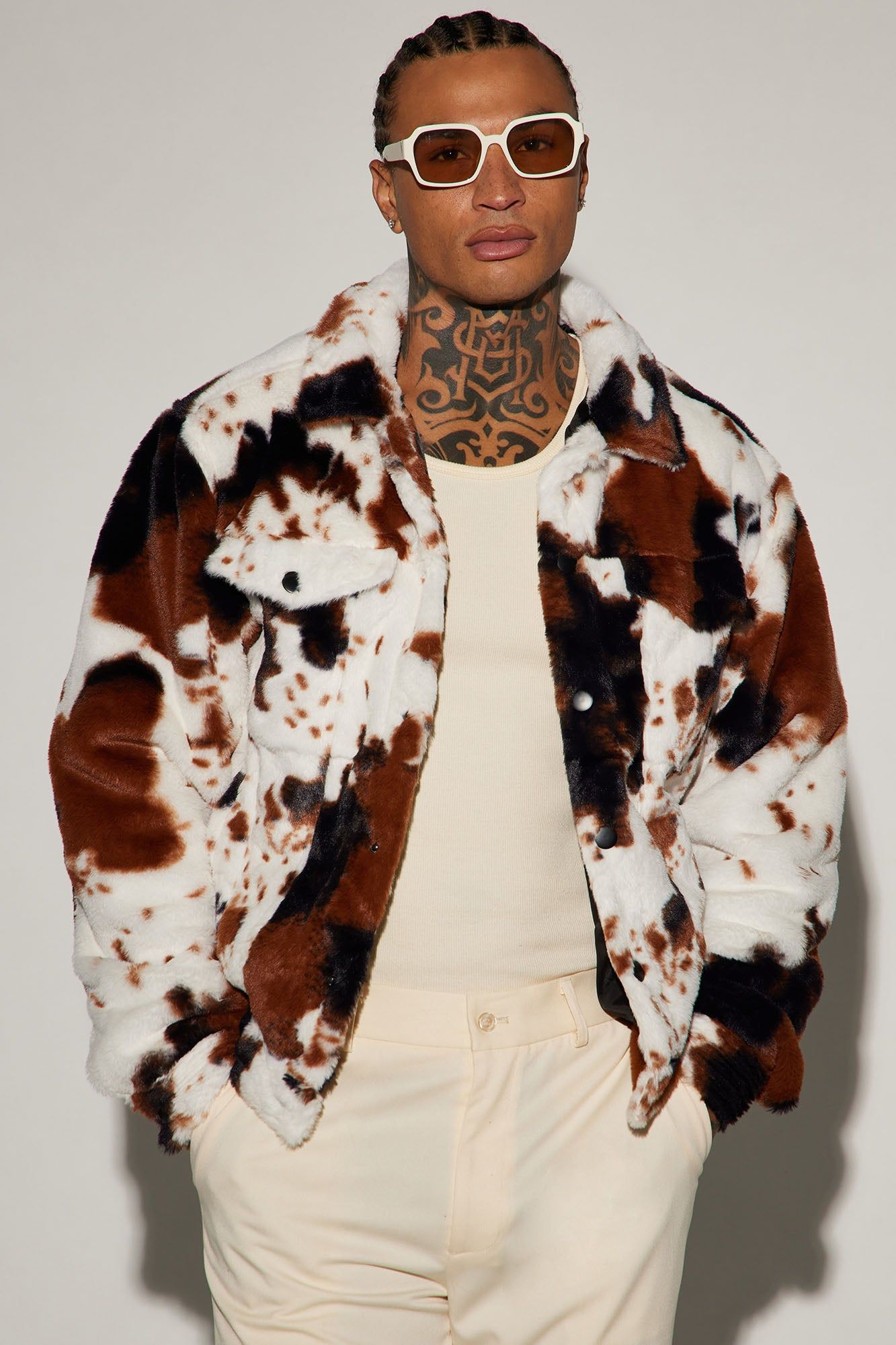 Whole Lotta Money Faux Fur Trucker Jacket - Brown Combo sold by Fashion Nova