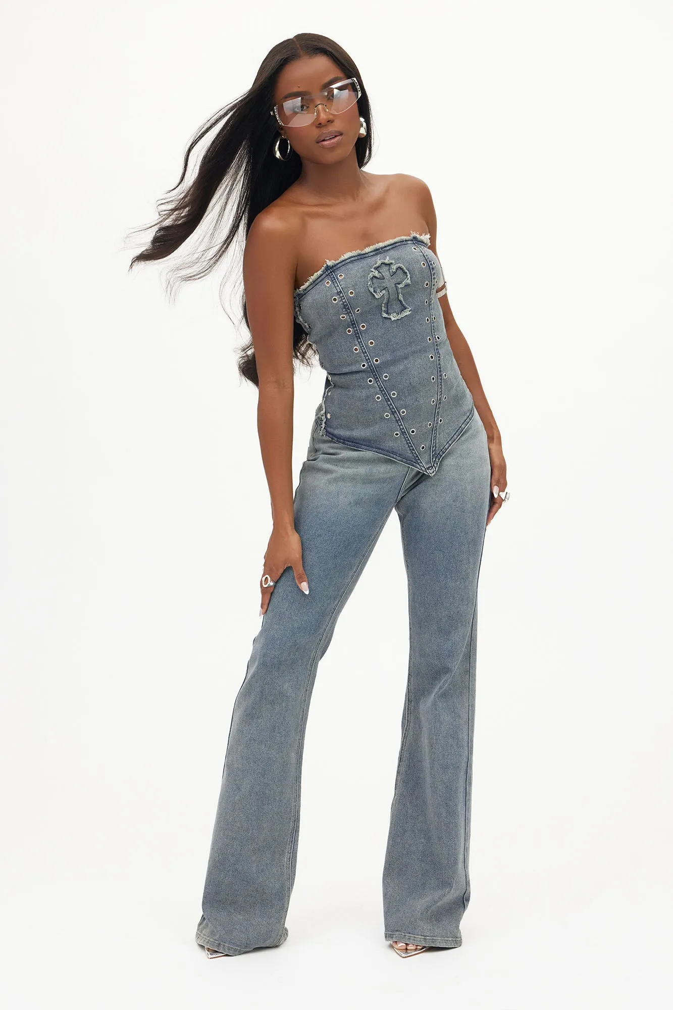 Cross Your Heart Denim Corset Top - Medium Wash sold by Fashion Nova product image thumbnail 2