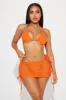 Built For Summer Fishnet 3 Piece Bikini Set - Orange sold by Fashion Nova