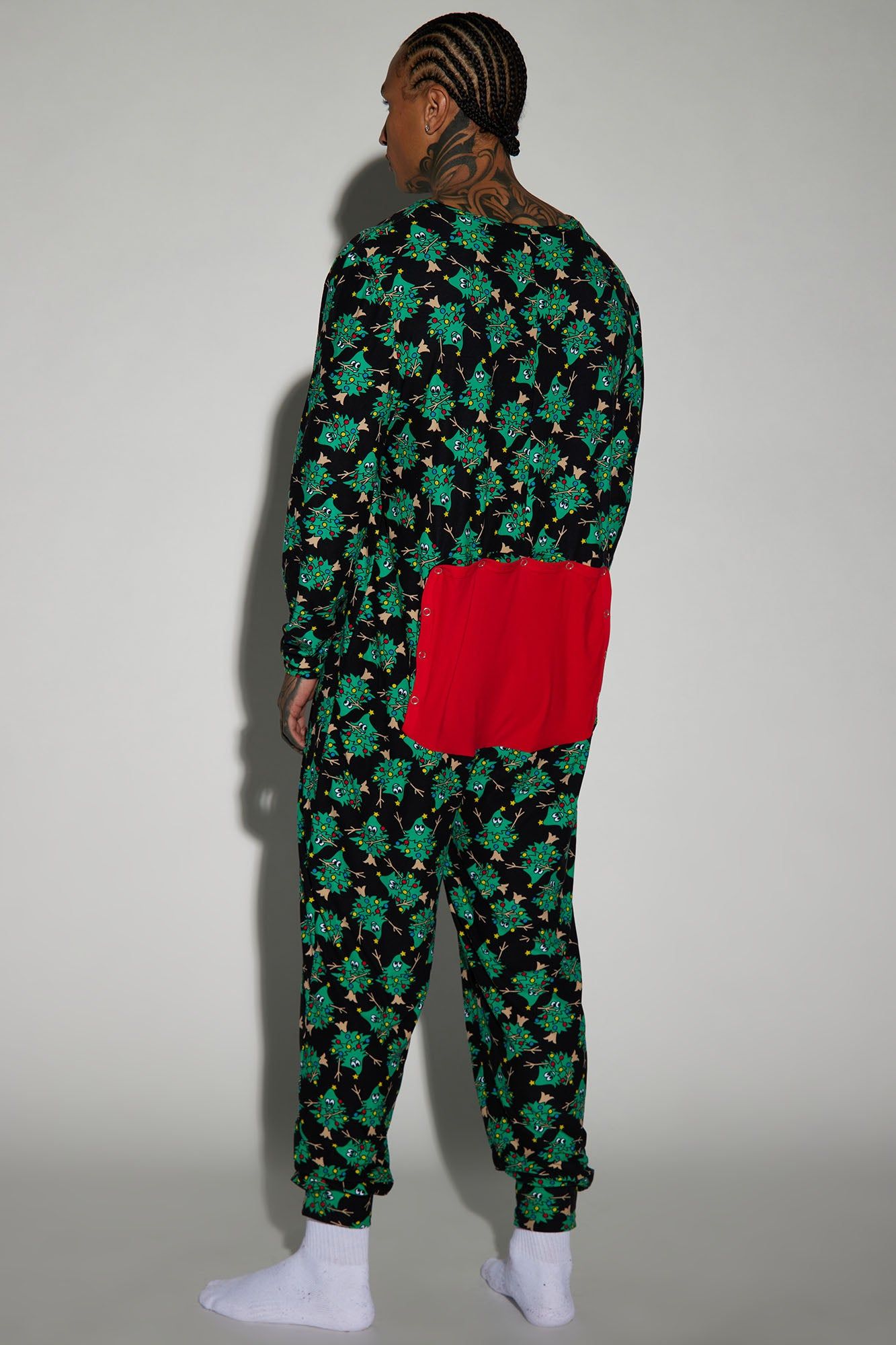 Rockin' Around The Christmas Tree Holiday PJ Onesie - Green/combo sold by Fashion Nova product image thumbnail 2