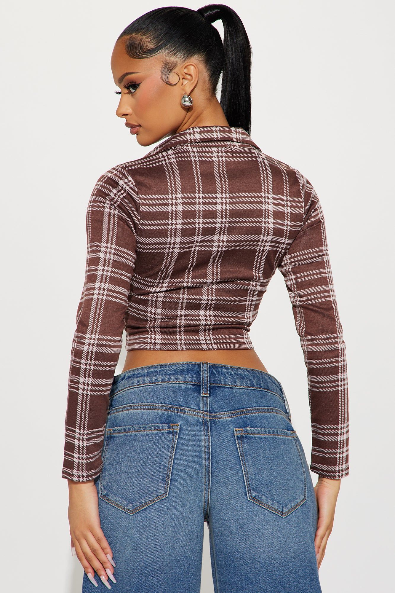 Playing Games Plaid Top - Brown/combo sold by Fashion Nova product image thumbnail 3