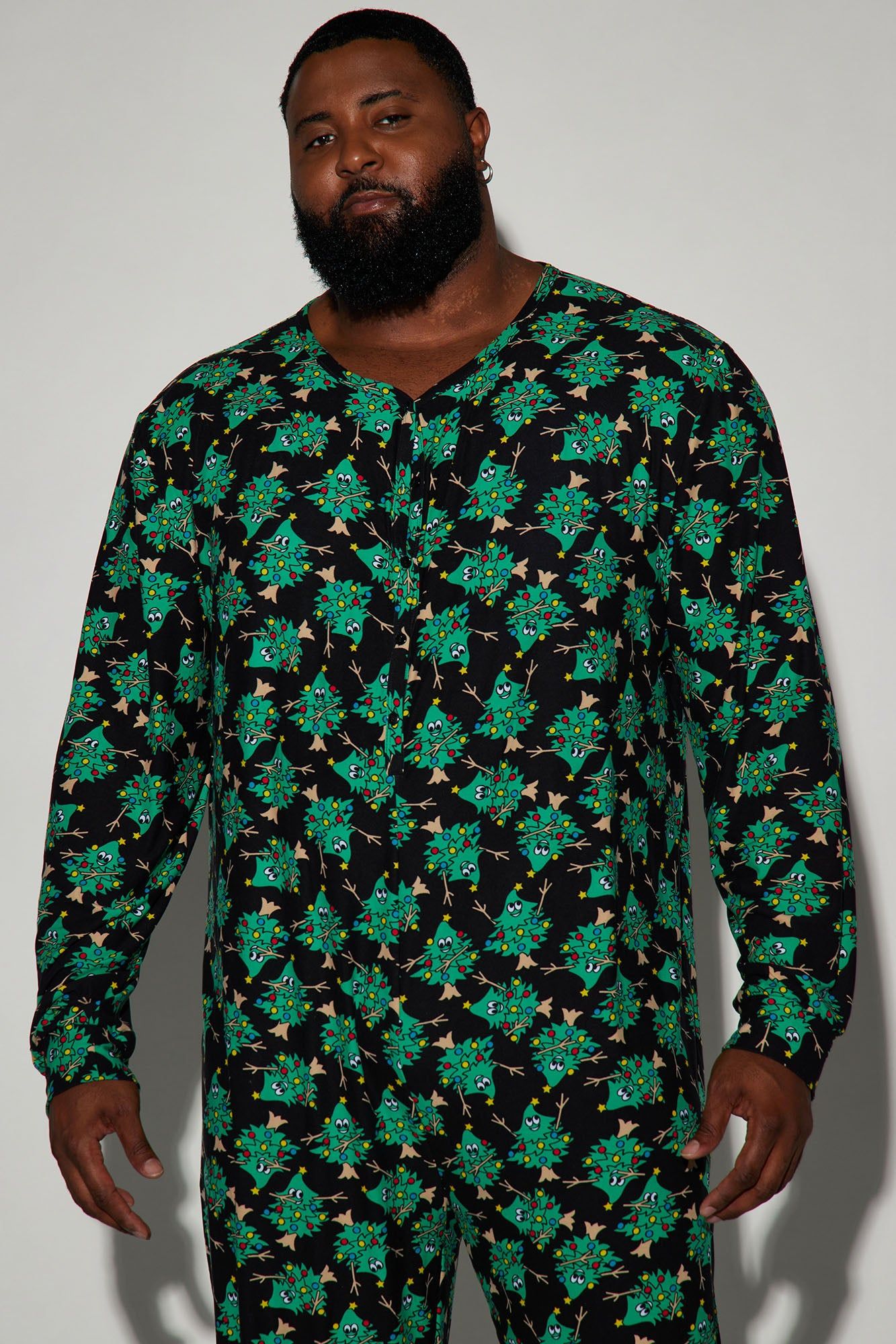Rockin' Around The Christmas Tree Holiday PJ Onesie - Green/combo sold by Fashion Nova product image thumbnail 5